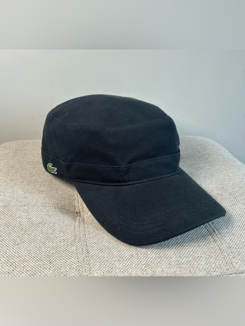 Vintage Lacoste Army Patrol Military Style Cap Hat Cotton Black Adjustable EUC